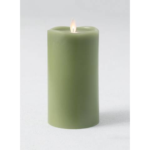 8" Green Wave Top Smooth LED Pillar Candle