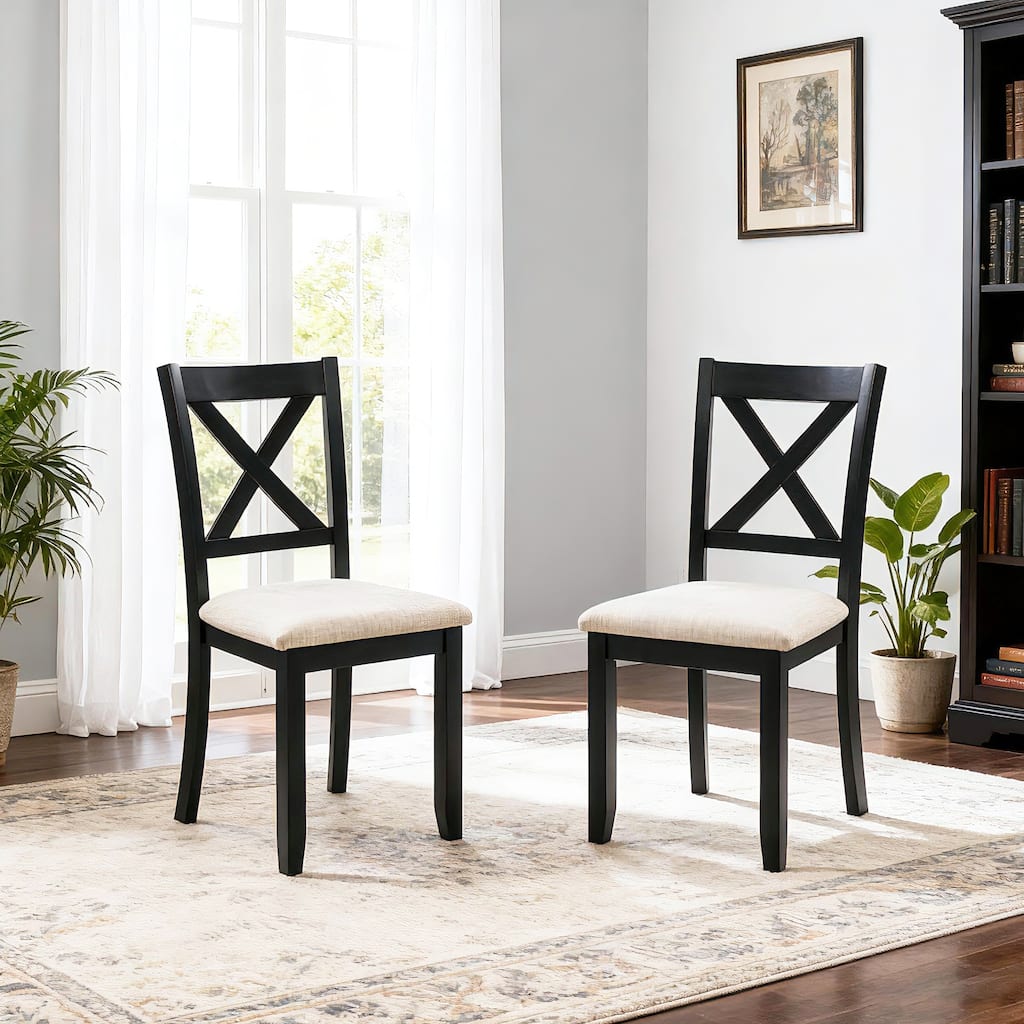 Fabric Side Chair Rustic Dining Chair Kitchen Chair Coffee Chair Office Chair Beige Black Upholstered Chair with Wood Legs