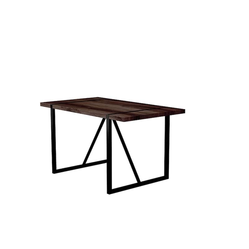 55"Rustic Industrial Rectangular Dining Table For 6 Person - Walnut