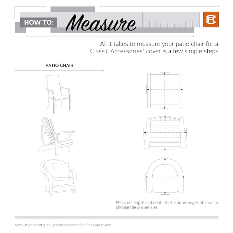 Classic Accessories Madrona Waterproof 25.5 Inch High Back Patio Chair Cover