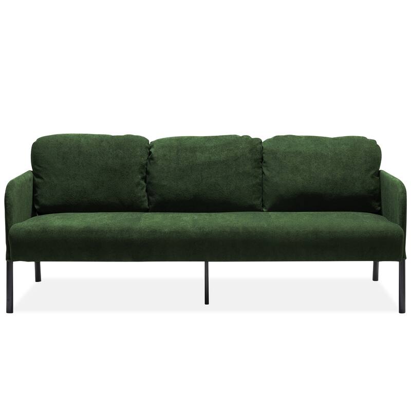 3 Seater Polyester Fabric Sofa, Modern Upholstered Sofa, Comfy Small Couches for Small Space Living Room, Bedroom, Office - Green