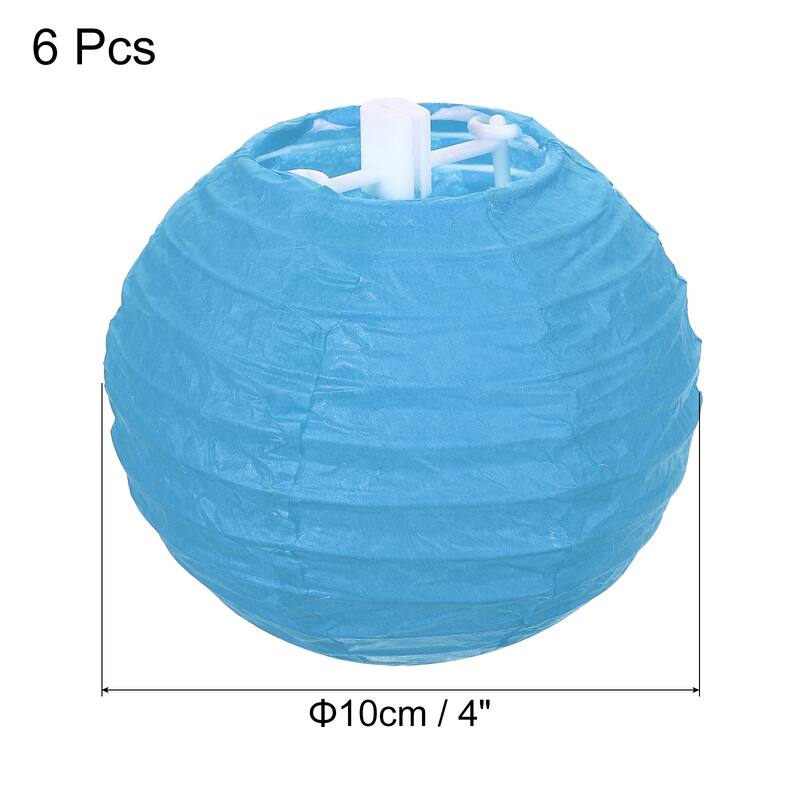 6pcs 4 Inch Folding Hanging Paper Lanterns for Wedding Home Party - Sky Blue