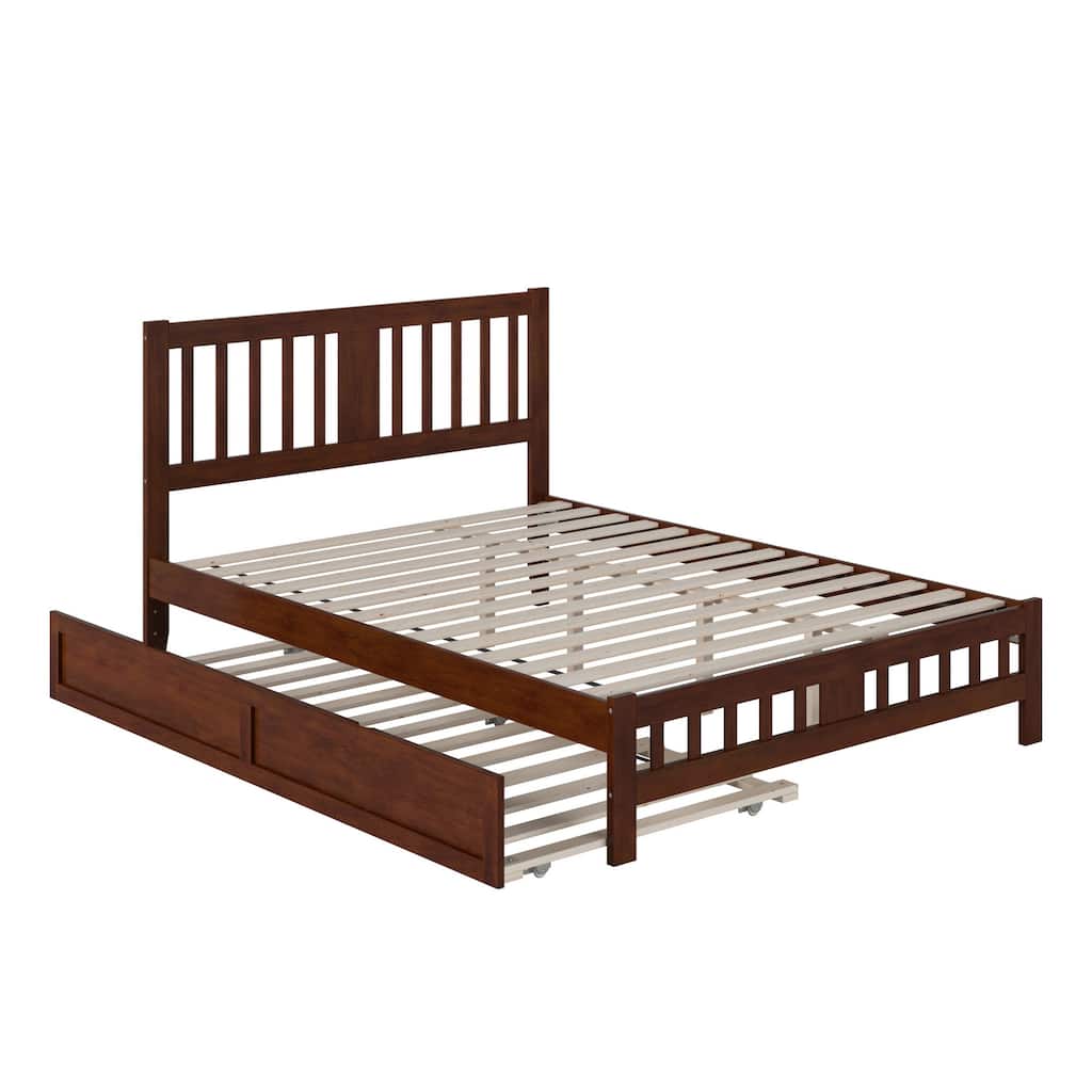 Tahoe Queen Platform Bed with Matching Footboard & Twin XL Trundle in Walnut