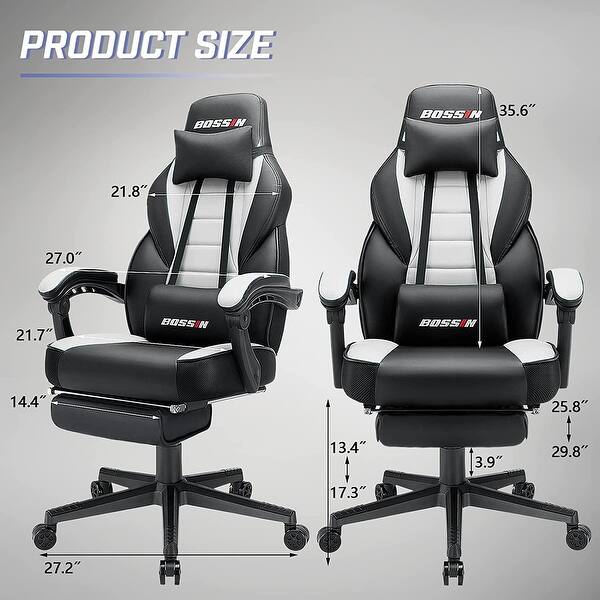 dimension image slide 4 of 7, BOSSIN Racing Style Gaming Chair,400 lbs Big and Tall gamer chair High Back Computer Chair