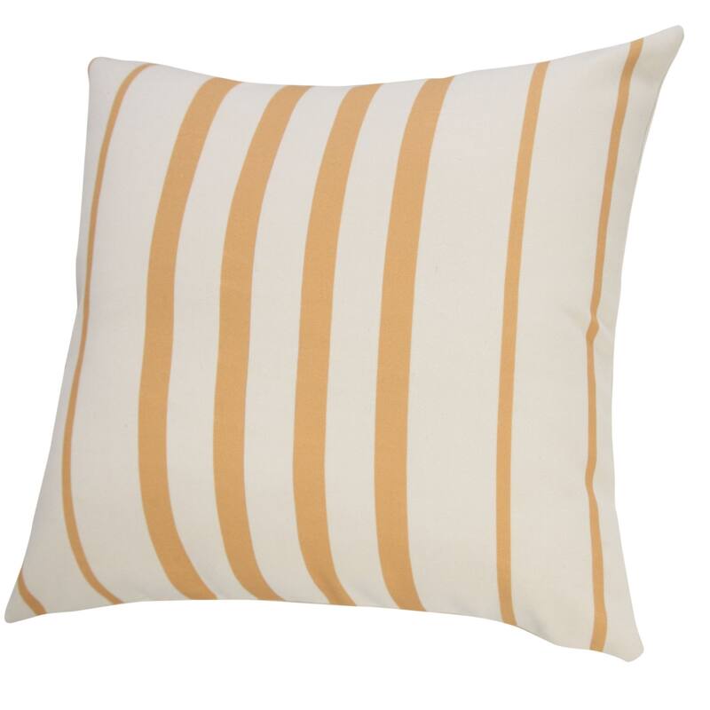 20" Yellow and White Striped Pattern Outdoor Square Throw Pillow