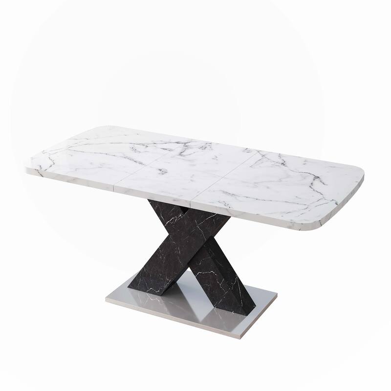 Modern Square Dining Table with Metal Base