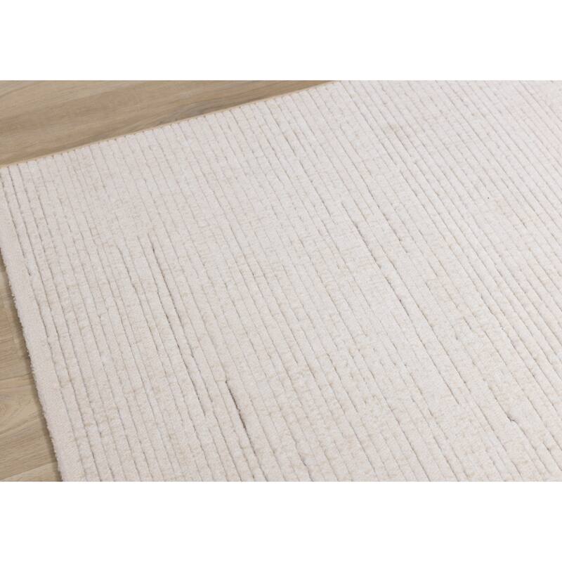 Elizabeth Collection - Cream Banded Plush Rug