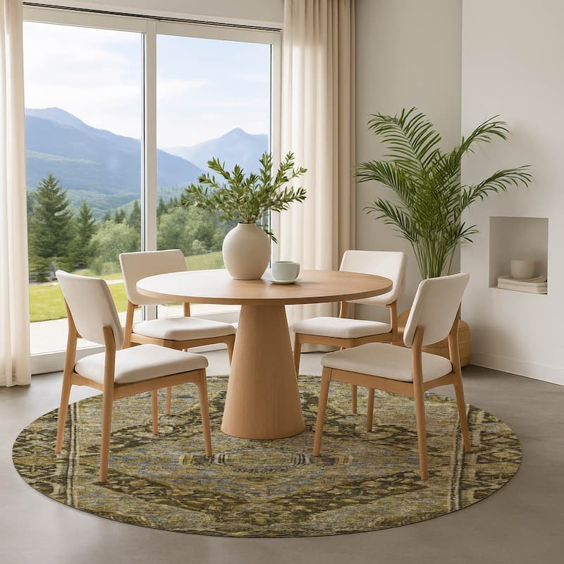 Premium Washable Super Soft Traditonal Marcus Mayfield Rug - Brown - 8' x 8'