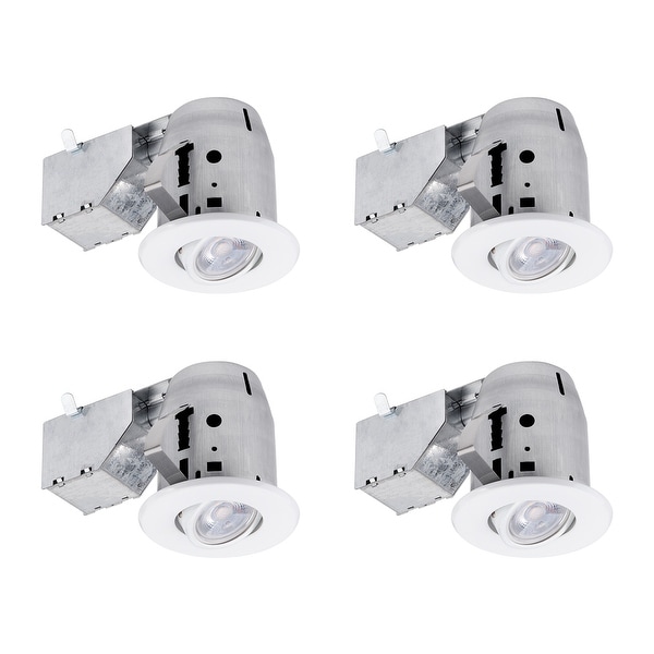 3 in. White Swivel Recessed Lighting Kit (4-Pack), LED Bulbs Included. Opens flyout.