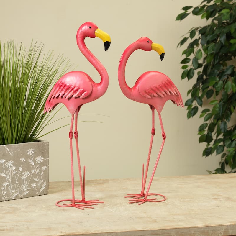 19.8 in Metal Flamingo Figurine Set of 2