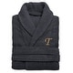 preview thumbnail 11 of 28, Authentic Hotel and Spa Charcoal Grey with Gold Monogrammed Herringbone Weave Turkish Cotton Unisex Bath Robe L/XL - T