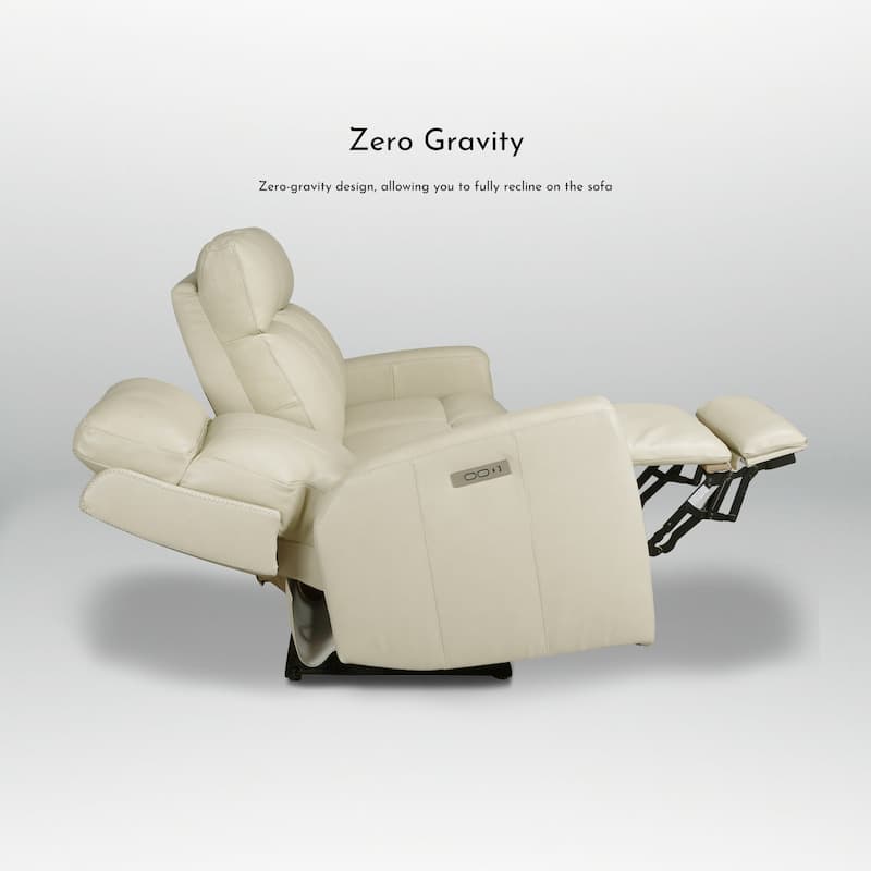 81.5'' Genuine Leather Zero Gravity Power Recliner Sofa with Power Headrest, USB&USB-C Port