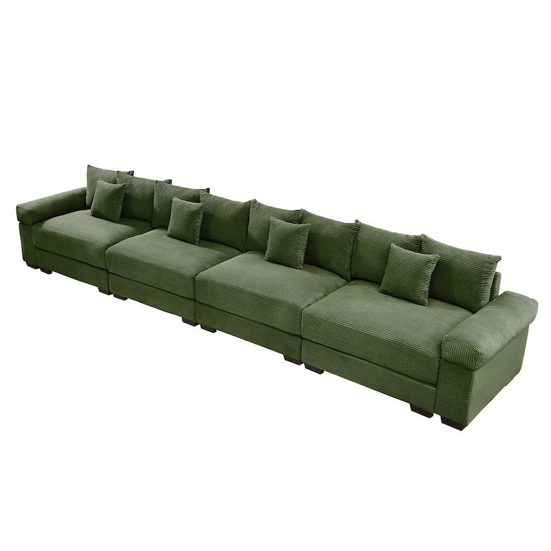GDFStudio - Corduroy 4-Seater 170" Cloud Sofa Couch with Extra-Thick Armrests