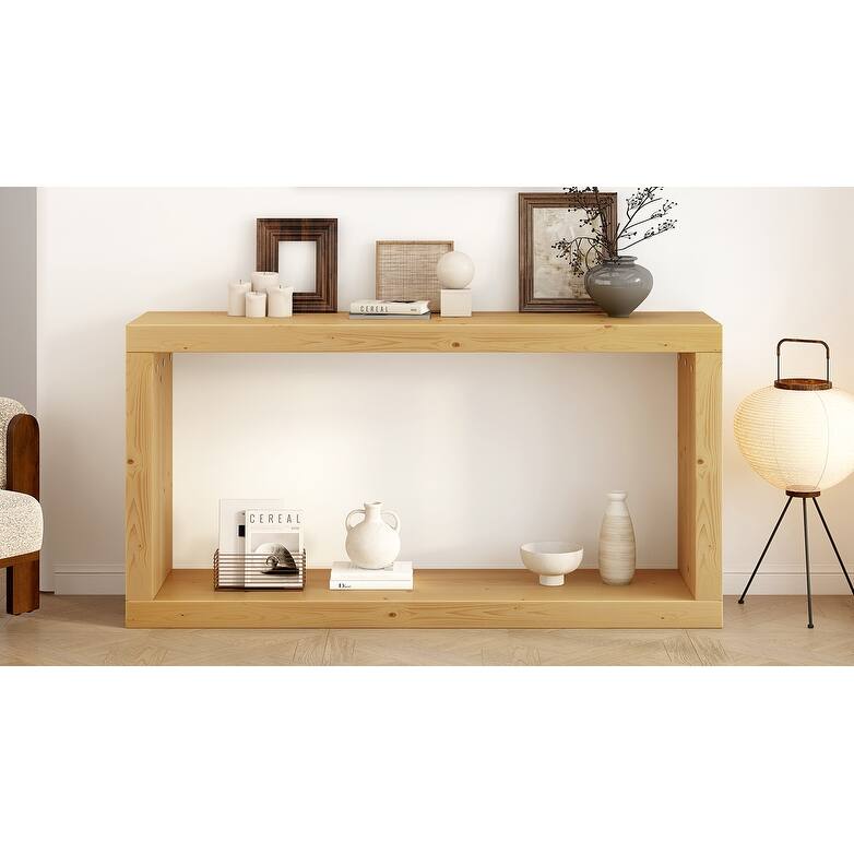 59.6" Entryway Table with Storage Shelf, Square Frame