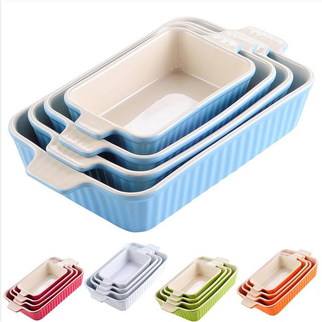 MALACASA Series Bake.Bake, Rectangle Porcelain Bakeware Set