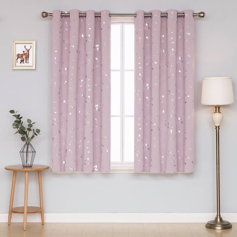 Deconovo Silver Spot 52 Width Curtain Panel Pair (2 Panel) - W52 x L54 - Pink Lavender