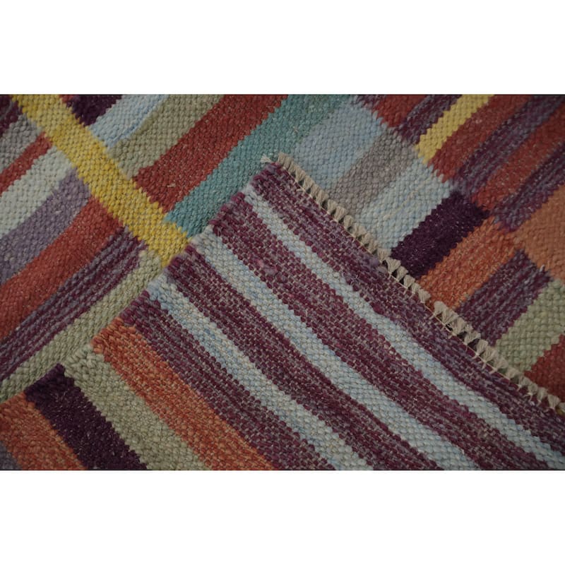 Hand Woven Oriental 100% Wool Carpet Southwestern Modern Oranges & Rust Kilim Area Rug - 10' 0'' X 8' 0''