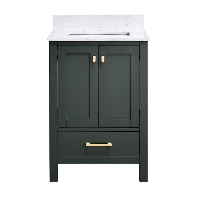 StarrySky 24 inch Undermount Single Sink Bathroom Vanity with Engineered Carrara Marble Top