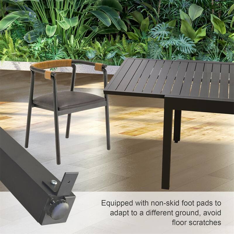 Aluminum Patio Extendable Dining Table, Adjustable Patio Dining Table