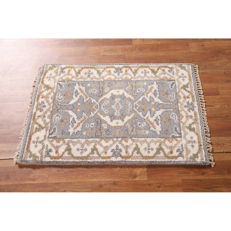 Gray Oushak Oriental Foyer Area Rug Handmade Wool Carpet - 2'0"x 3'0"