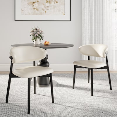 Leather Upholstered Dining Chairs Set Of 2, Armless Side Chair With Backrest