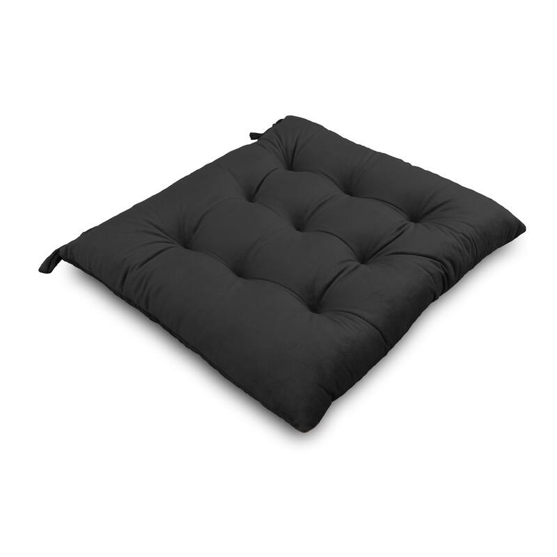 Handmade Velvet Chair Seat Pads Cushions with Ties - Tufted - 16''x16'' 3''Thick by Cozy Trends™