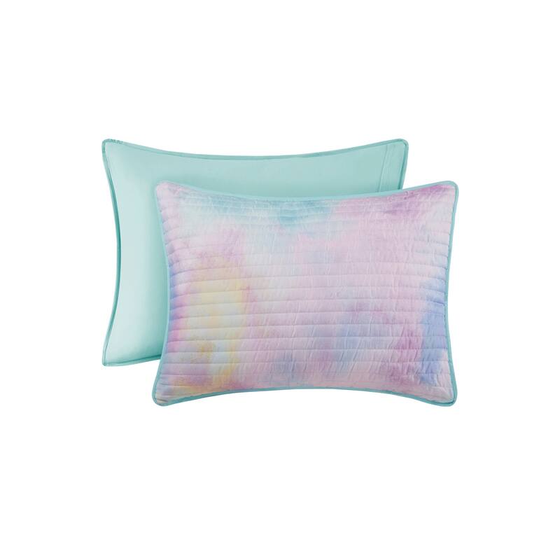 Intelligent Design Karissa Watercolor Tie Dye Printed Quilt Set with Throw Pillow