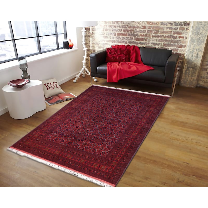 Tribal Biljik Khal Mohammadi Grant Red/Blue Rug - 5'8'' x 7'7''