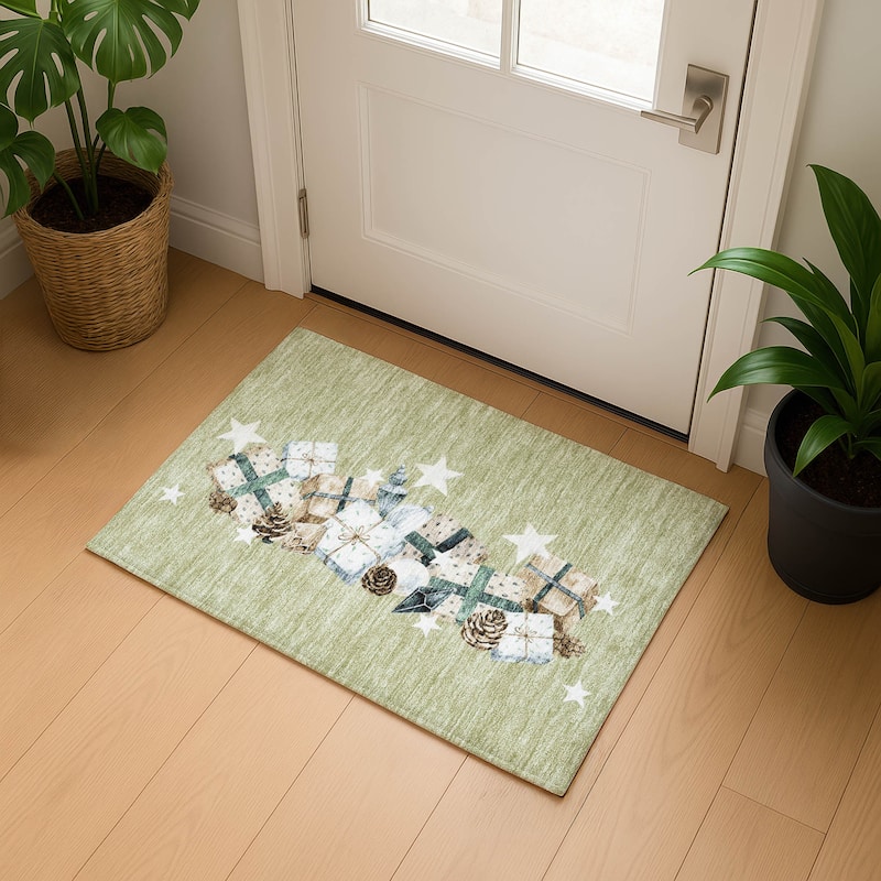 Premium Washable Super Soft Christmas Presents Mayfield Rug - Aloe - 1'8" x 2'6"