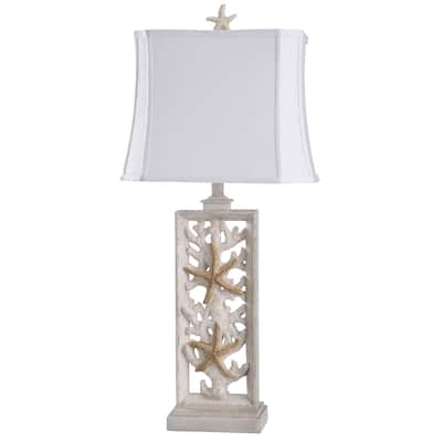 StyleCraft South Cove Weathered Cream Starfish Table Lamp