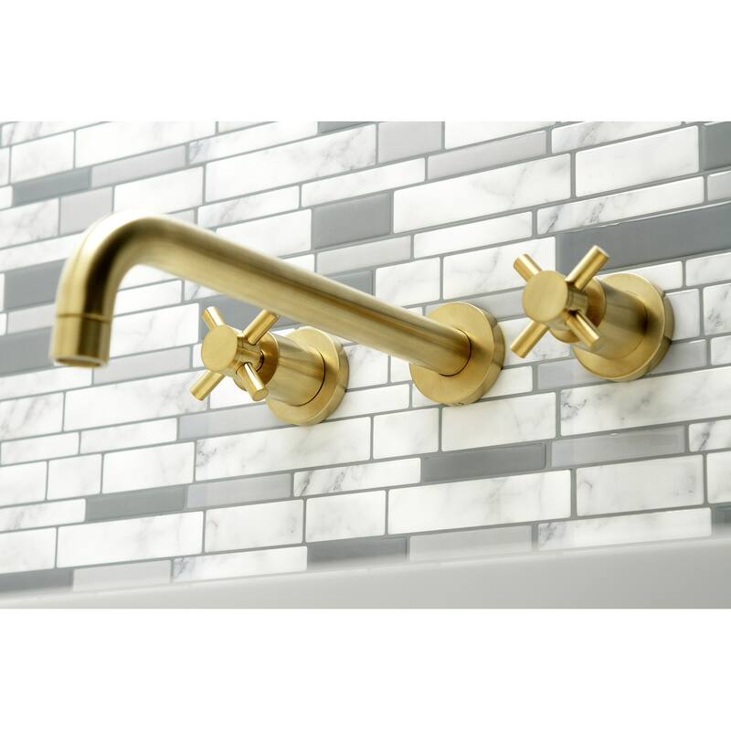 Concord 3-Hole Wall Mount Roman Tub Faucet in Brushed Brass