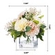 preview thumbnail 4 of 6, Enova Home Artificial Silk Dahlia Fake Flowers Arrangement in Clear Glass Vase with Faux Water for Home Wedding Decoration