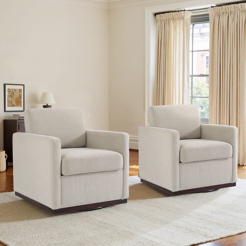 Modern Upholstered Swivel Accent Armchair Set of 2 - Sand/ Chenille
