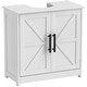 preview thumbnail 27 of 32, HOMCOM Pedestal Sink Storage Cabinet, Farmhouse Freestanding Bathroom Sink Cabinet with 2 Barn Doors and Adjustable Shelf, White