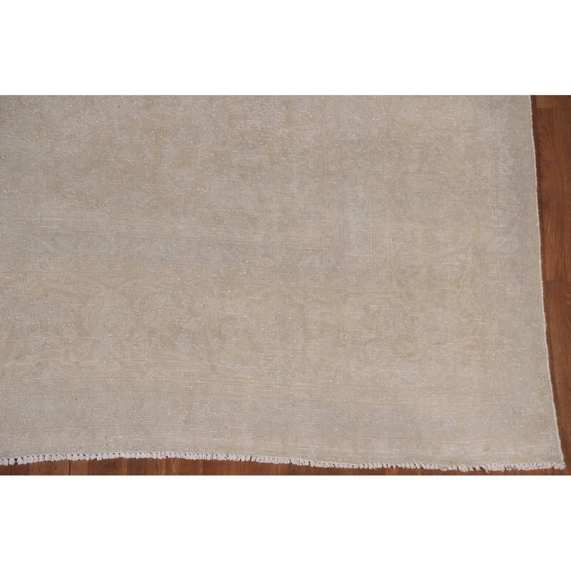 Hand Knotted Oriental 100% Wool Carpet Traditional Distressed Beige & Ivories Kashan Area Rug - 13' 0'' X 9' 4''