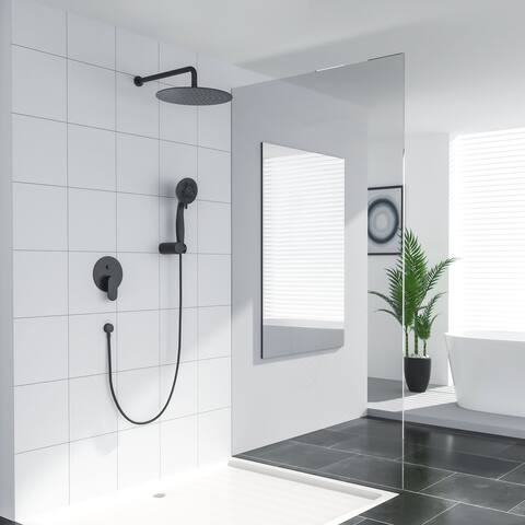 10 Inches Shower System Pressure Balance Valve Wall Mounted Shower Faucet Set with Rain Shower head and Handheld