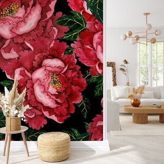 Red Peonies Wallpaper Peel and Stick and Prepasted - Bed Bath & Beyond ...