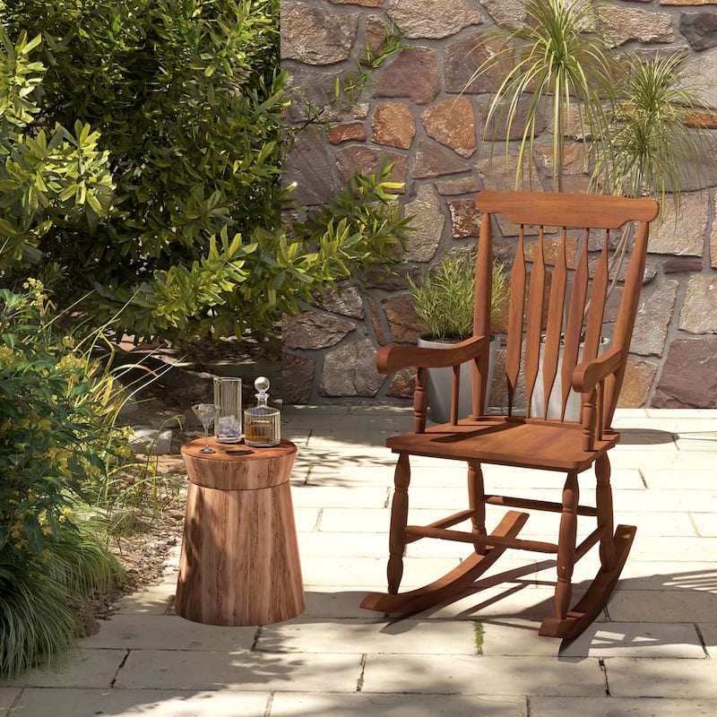 Outdoor Wood Rocking Chair, All Weather Resistant Rocking Chairs, 350lbs Weight Capacity for Patio Porches, Decks, Balconies