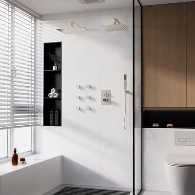 CASAINC Thermostatic 4-function Shower Faucet Dual Showerhead Shower System CUPC Certified