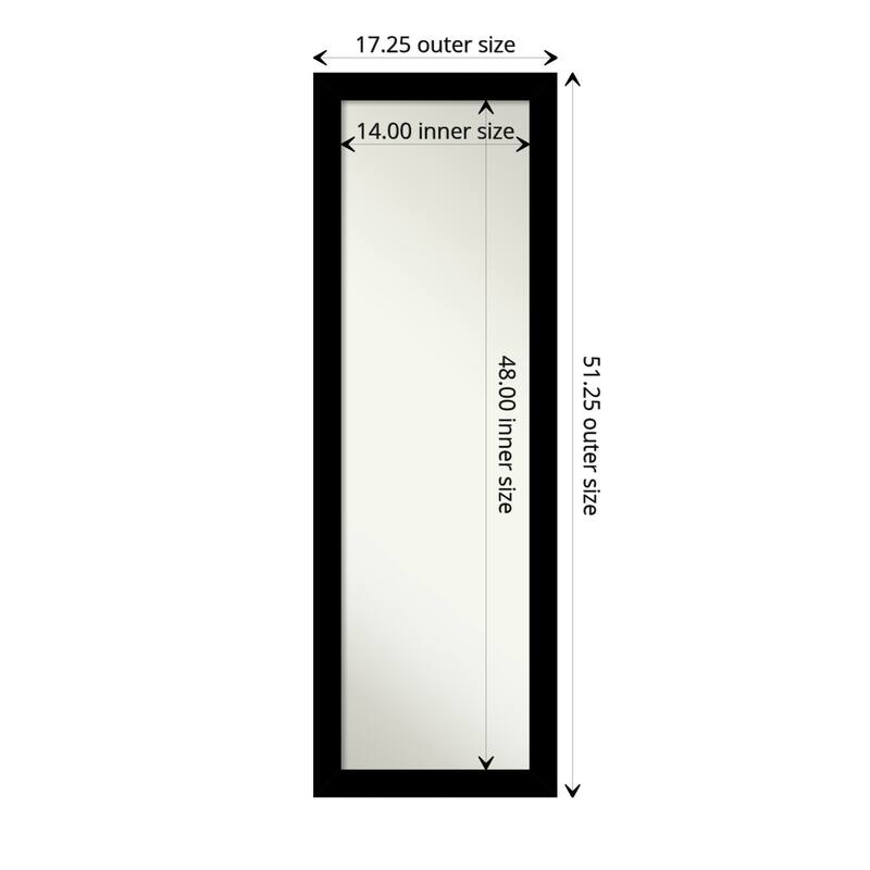 Brushed Non-Beveled Framed Full-Length On the Door Mirror - Brushed Black - Glass Size 14x48