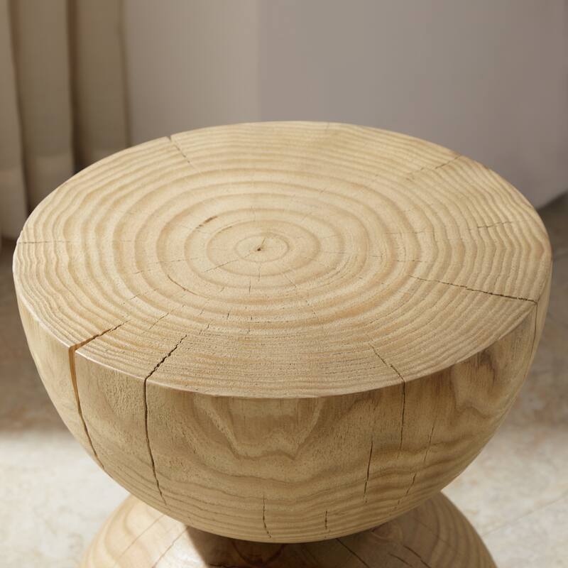 Art Leon Round Solid Pine Wood End Table