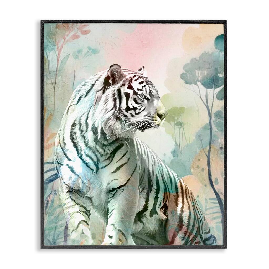 Stupell Soft Gazing Tiger Framed Giclee Art Design By Kim Allen