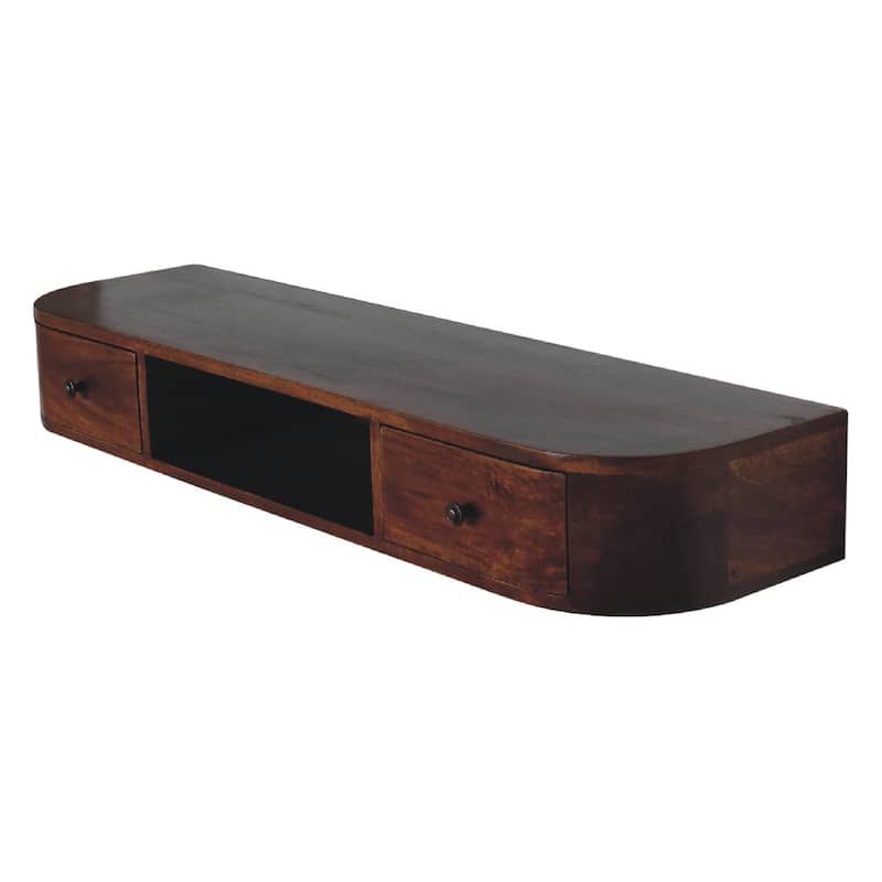 Artisan Furniture Solid Wood Lunar 2 Drawer Floating Console, Wall Mounted in Brown - N/A