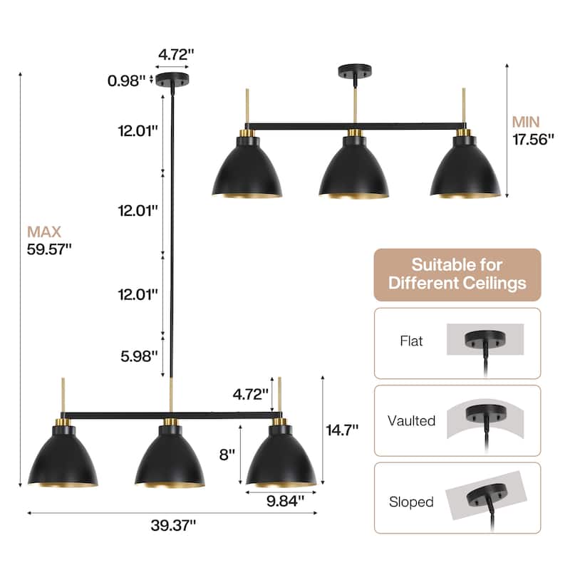 3 - Light Kitchen Island Pendant