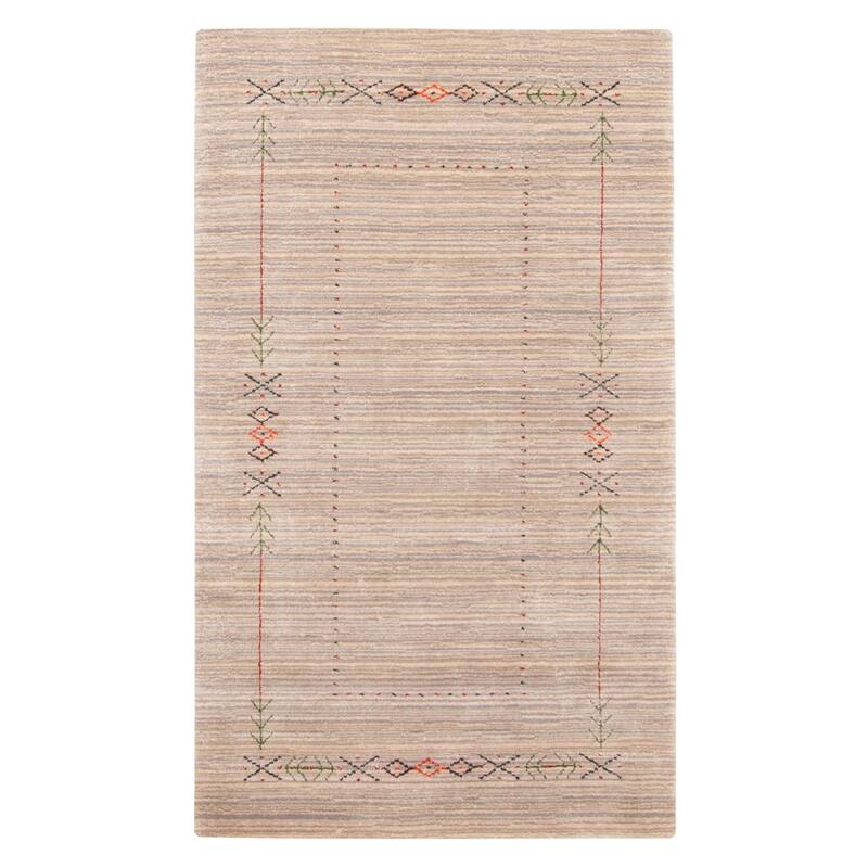 ECARPETGALLERY Hand Loomed Kashkuli Gabbeh Grey Wool Rug - 2'10 x 4'10