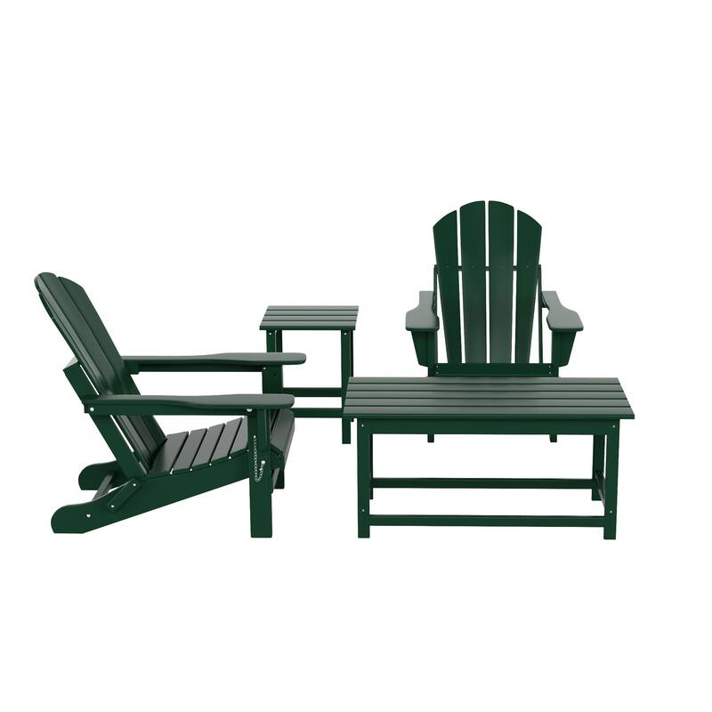 Laguna Hdpe All Weather Outdoor Patio Foldable Adirondack Chairs Conversation Set (4-Piece Set)
