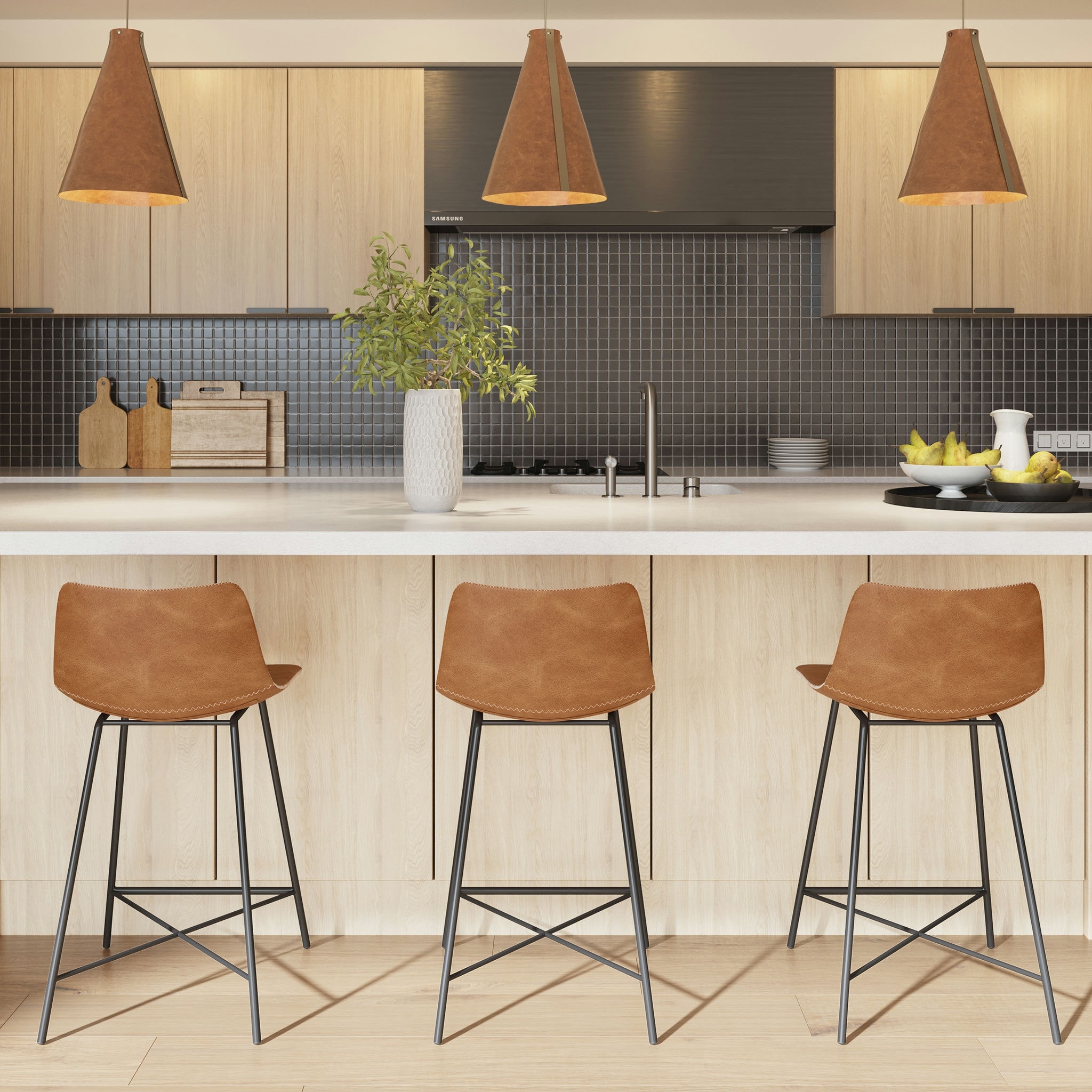 Poly Bark Paxton 24 inch Counter Stool Set of 3