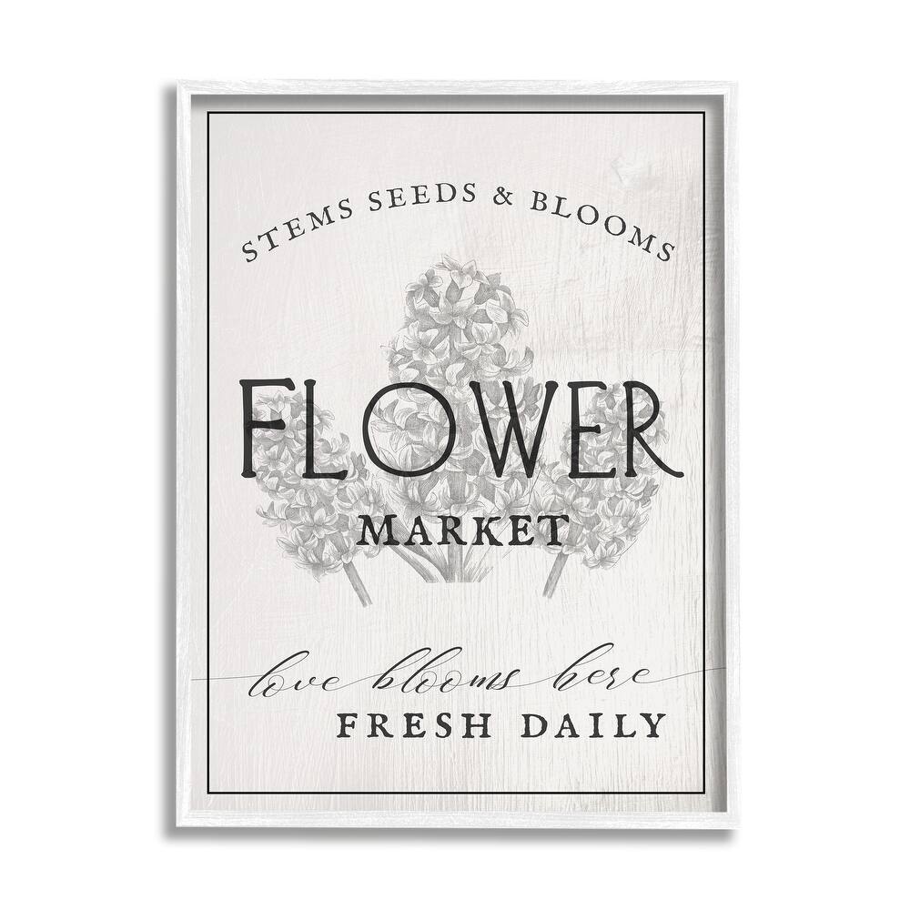 Stupell Blooms Flower Market Advertisement Vintage Country Floral Framed Wall Art - Black