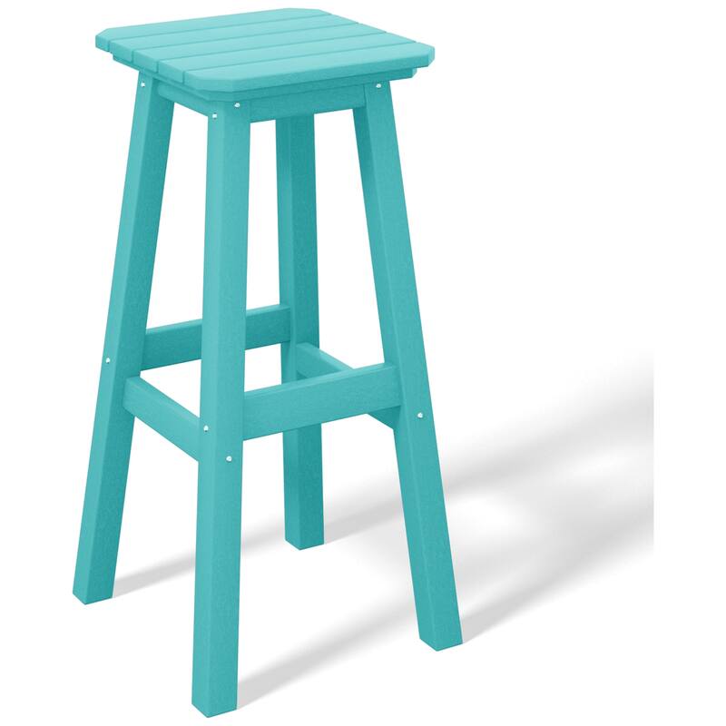 Laguna Hdpe All Weather Outdoor Patio 29" Square Bar Stool - Turquoise
