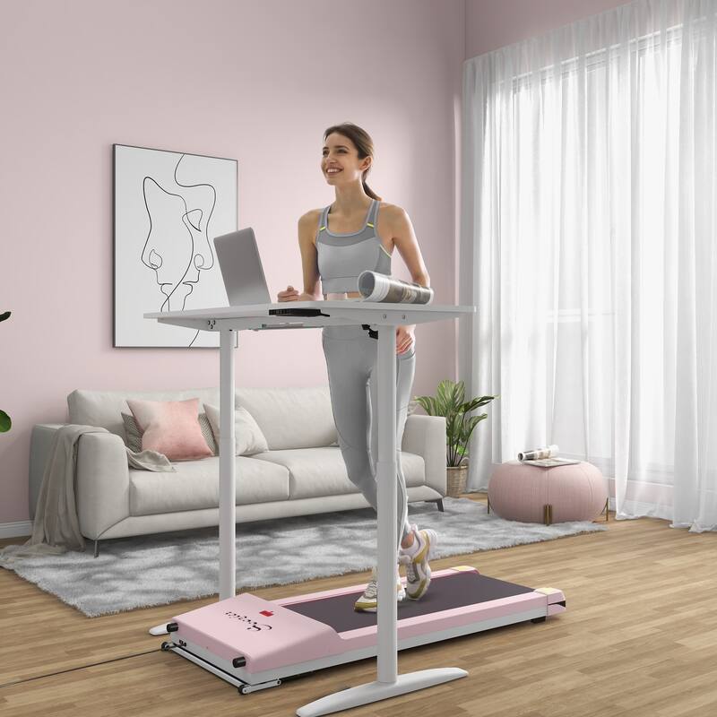 Under Desk Walking Pad Treadmill Portable Running Machine with Remote and Wheels, 2.5HP Walking Jogging Treadmills